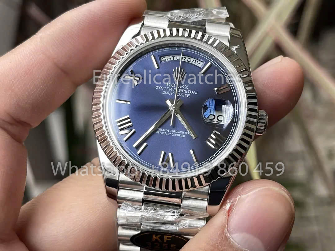 Rolex White Gold Day Date 40 228239-007 Fluted Bezel  1:1 Best Clone KF Fabbrica 215 Gram