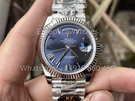 Rolex White Gold Day Date 40 228239-007 Fluted Bezel  1:1 Best Clone KF Fabbrica 215 Gram