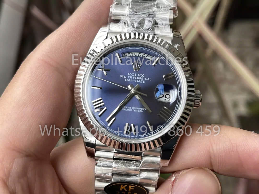 Rolex White Gold Day Date 40 228239-007 Fluted Bezel  1:1 Best Clone KF Fabbrica 215 Gram