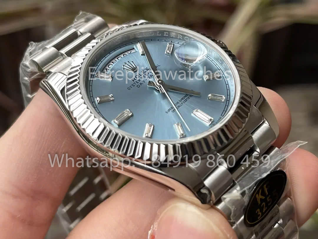 Rolex White Gold Day Date 40 228236-0006  Fluted Bezel  1:1 Best Clone KF Fabbrica 215 Gram