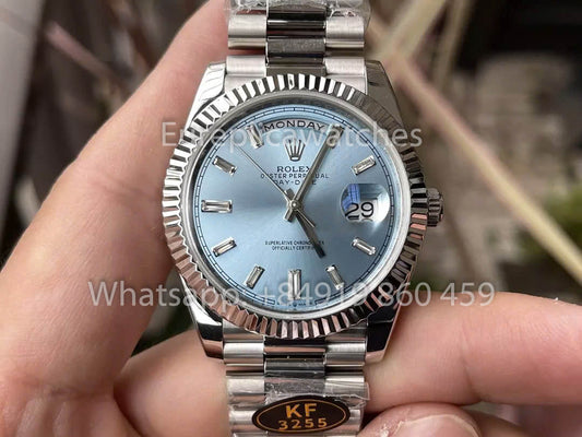 Rolex White Gold Day Date 40 228236-0006  Fluted Bezel  1:1 Best Clone KF Fabbrica 215 Gram