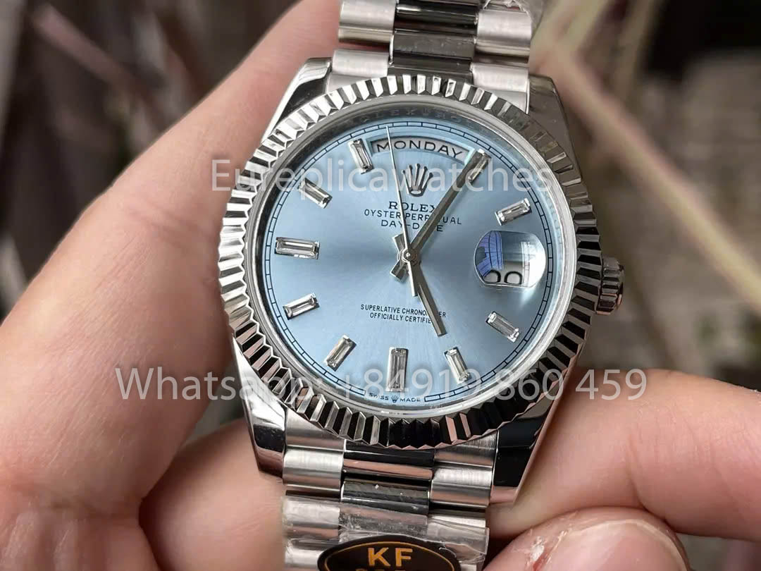 Rolex White Gold Day Date 40 228236-0006  Fluted Bezel  1:1 Best Clone KF Fabbrica 215 Gram