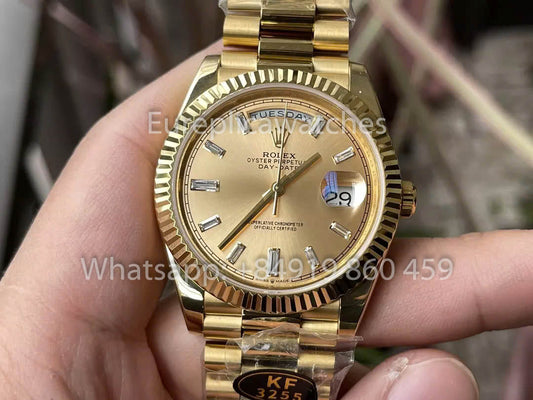 Rolex Day Date 40 228238-0005 Oro Amarillo Esfera Sundust 1:1 Mejor Clon KF Fabbrica 215 Gramos