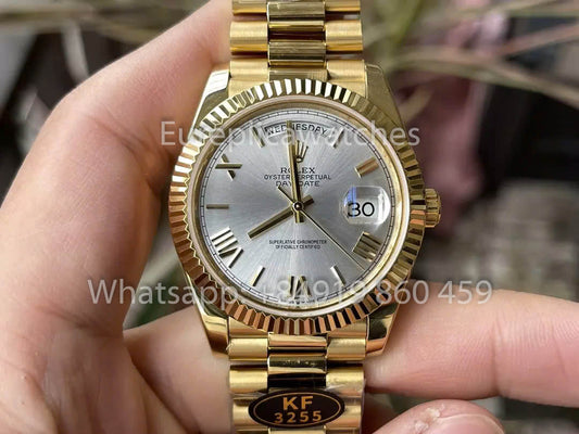 Rolex Day Date 40 228238-0002 Oro Amarillo Esfera Plateada 1:1 Mejor Clon KF Fabbrica 215 Gramos