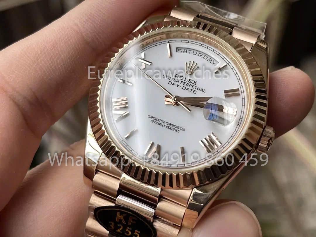Rolex Everose Gold Day Date 40 228235-0032 White Dial  1:1 Best Clone KF Fabbrica 215 Gram