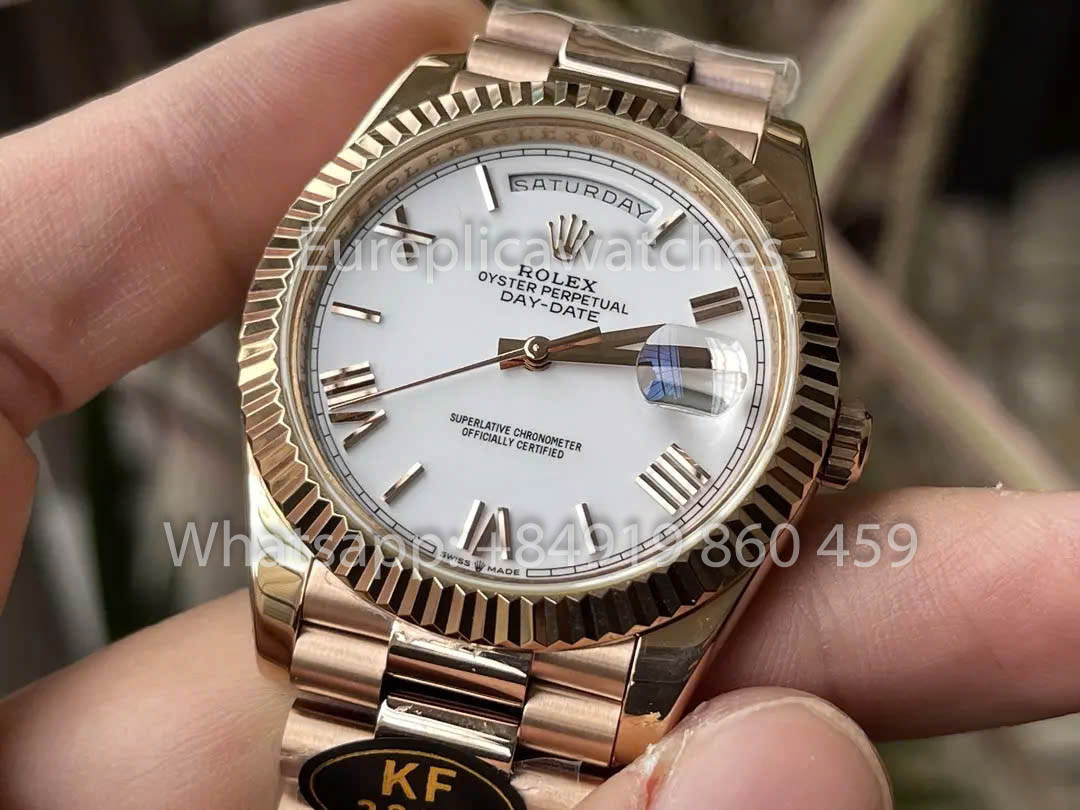 Rolex Everose Gold Day Date 40 228235-0032 White Dial  1:1 Best Clone KF Fabbrica 215 Gram