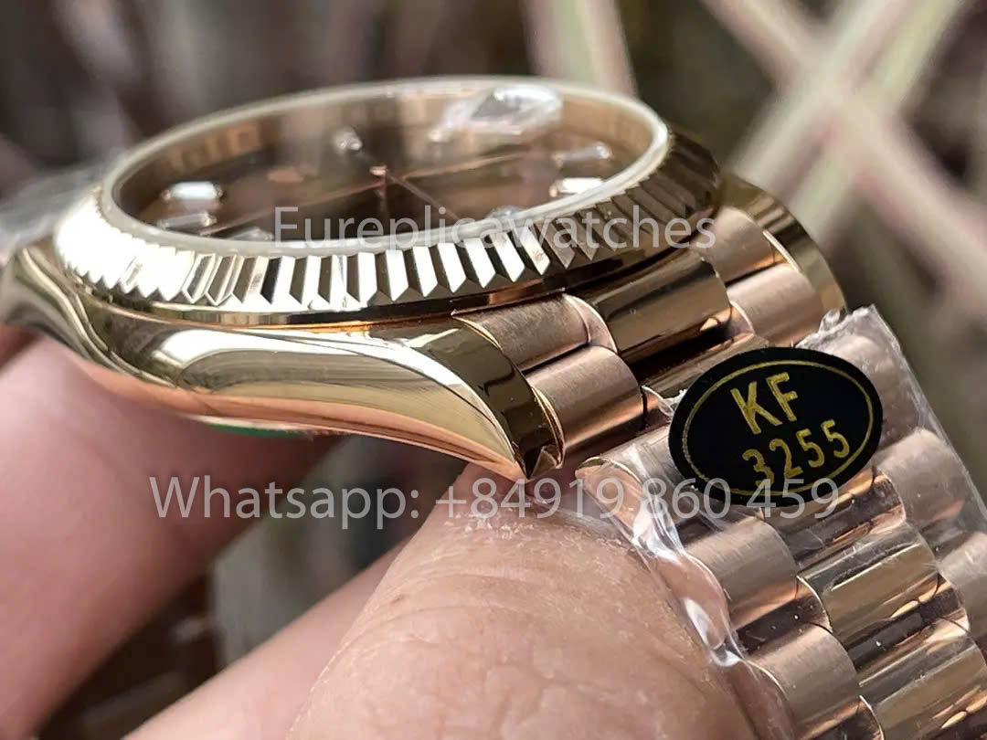 Rolex Everose Gold Day Date 40 228235-003 Chocolate Dial  1:1 Best Clone KF Fabbrica 215 Gram