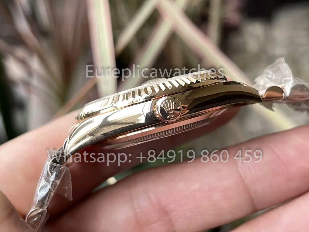 Rolex Everose Gold Day Date 40 228235-003 Chocolate Dial  1:1 Best Clone KF Fabbrica 215 Gram