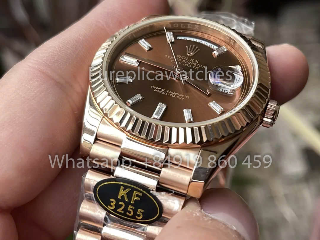 Rolex Everose Gold Day Date 40 228235-003 Chocolate Dial  1:1 Best Clone KF Fabbrica 215 Gram