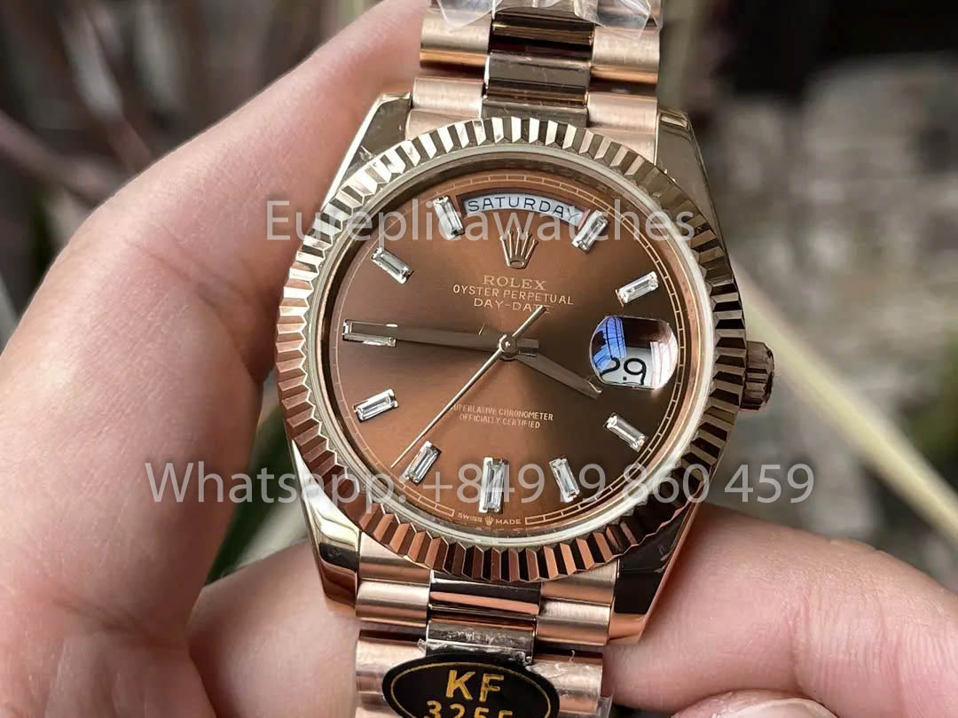 Rolex Everose Gold Day Date 40 228235-003 Chocolate Dial  1:1 Best Clone KF Fabbrica 215 Gram