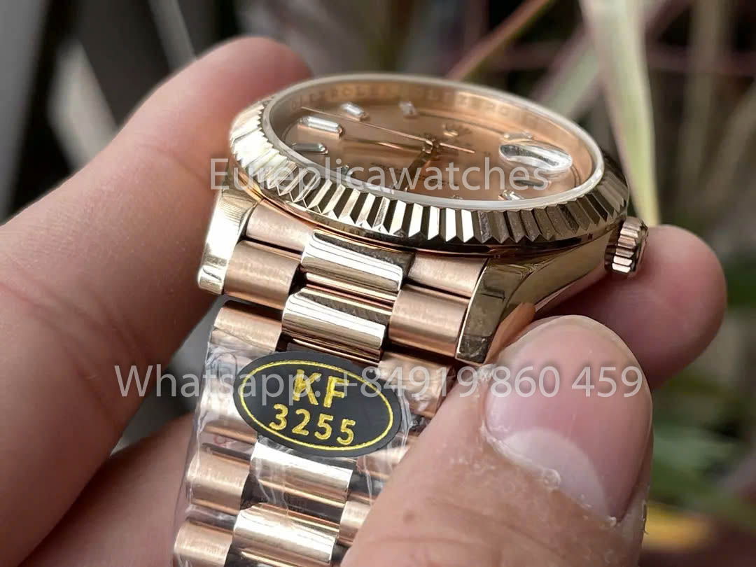 Rolex Everose Gold Day Date 40 228235 mostrador sundust 1:1 Melhor Clone KF Fabbrica 215 gramas