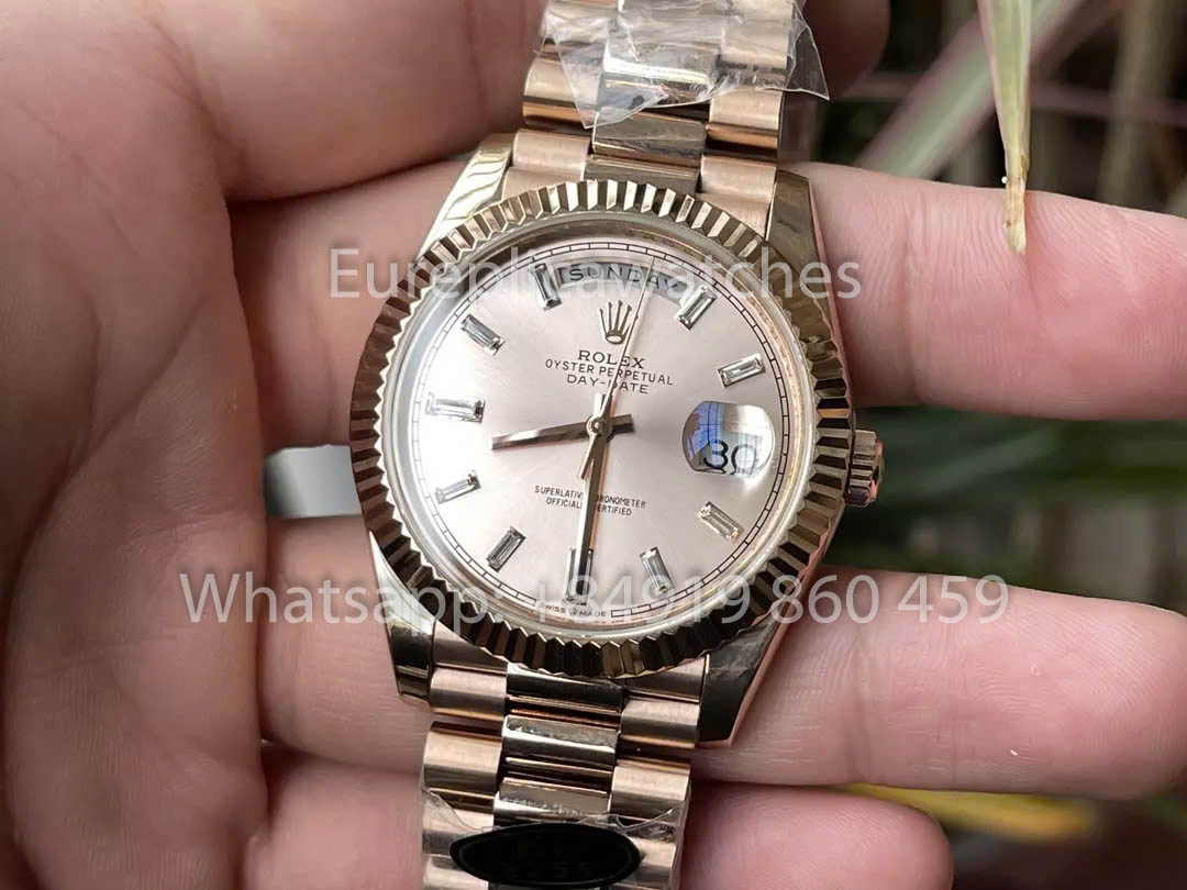 Rolex Everose Gold Day Date 40 228235 mostrador sundust 1:1 Melhor Clone KF Fabbrica 215 gramas