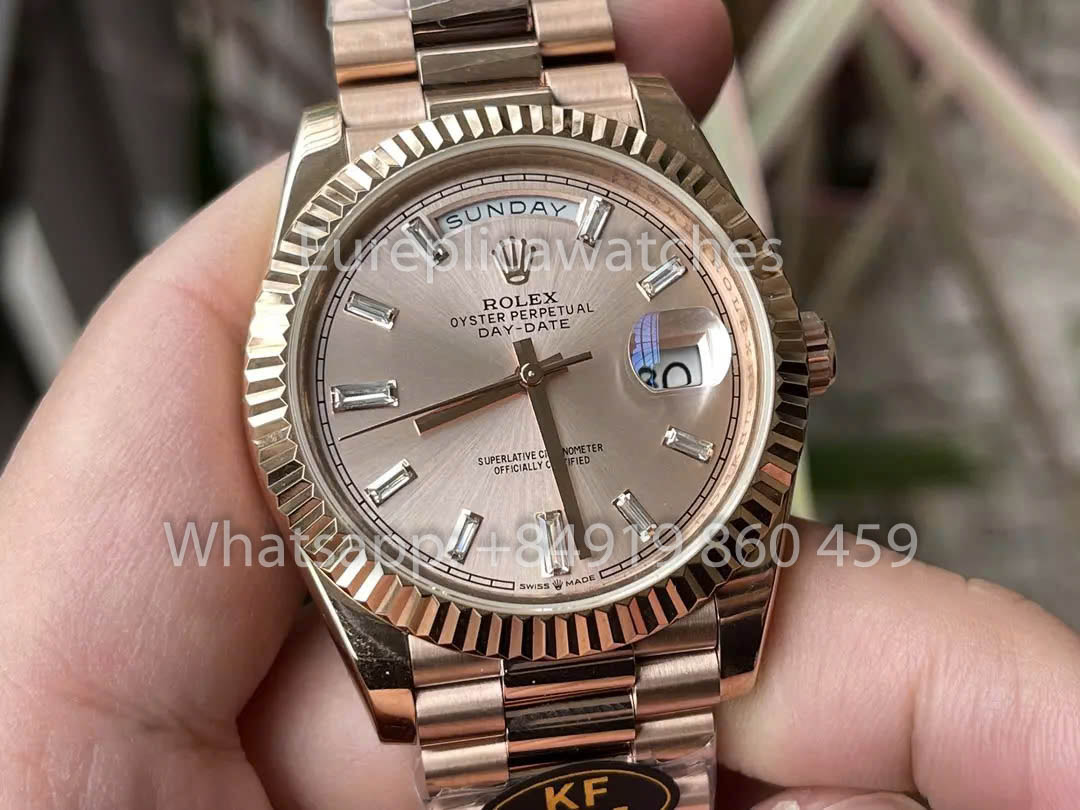 Rolex Everose Gold Day Date 40 228235 mostrador sundust 1:1 Melhor Clone KF Fabbrica 215 gramas
