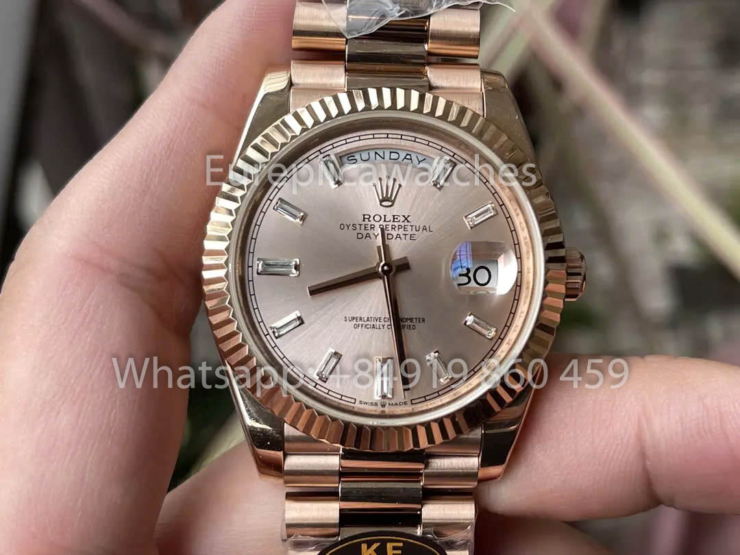 Rolex Everose Gold Day Date 40 228235 mostrador sundust 1:1 Melhor Clone KF Fabbrica 215 gramas