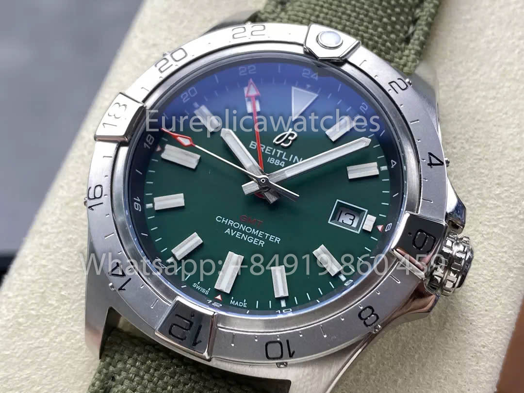 Breitling Avenger Automatic GMT 44 BLS Fabbrica 1:1 Best Clone quadrante verde Velcro cinturino