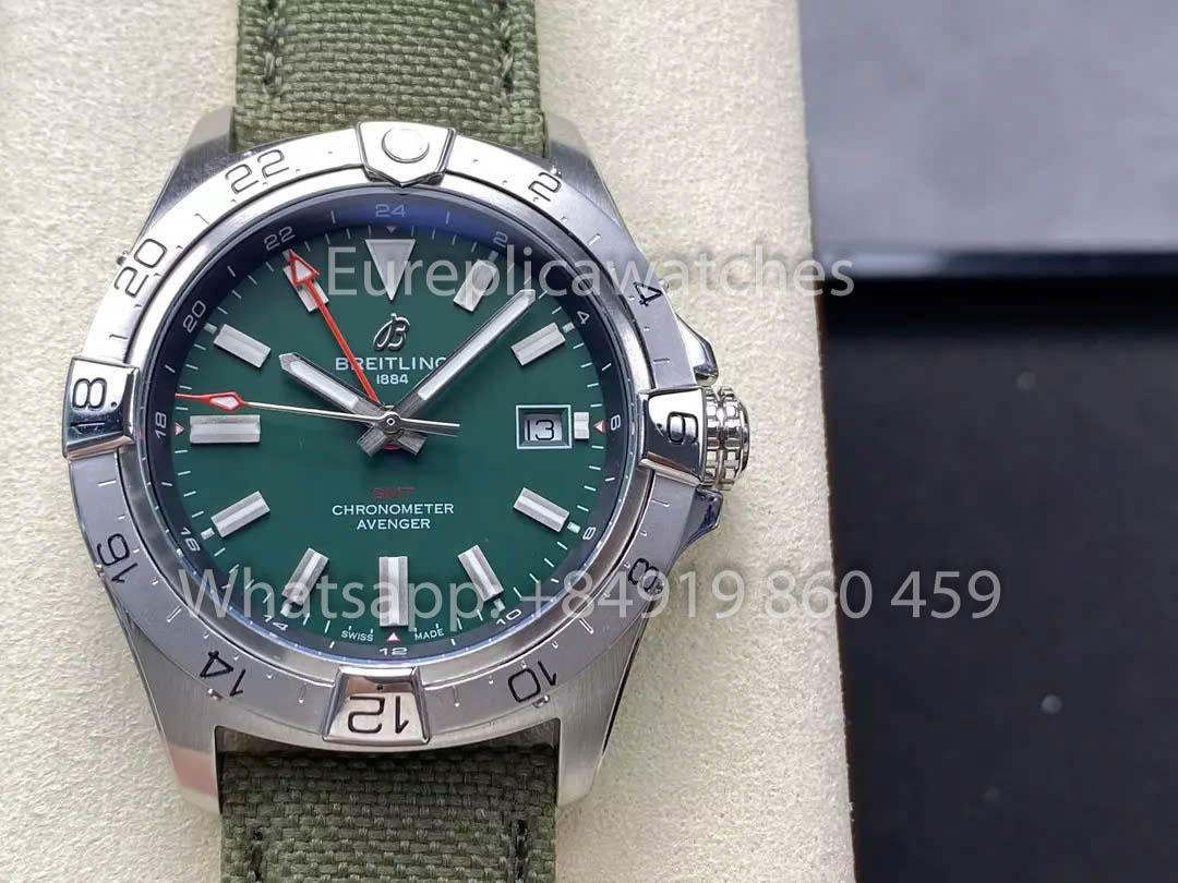 Breitling Avenger Automatic GMT 44 BLS Fabbrica 1:1 Best Clone quadrante verde Velcro cinturino