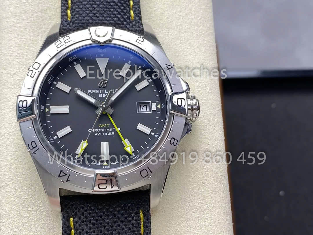 Breitling Avenger Automatic GMT 44 BLS Fabbrica 1:1 Best Clone Grigio quadrante Velcro cinturino