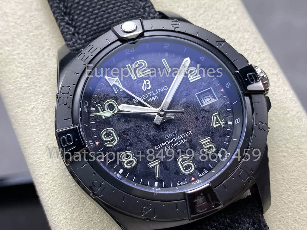 Breitling Avenger Automatic GMT 44 BLS Fabbrica 1:1 Melhor Clone Nero Velcro cinturino