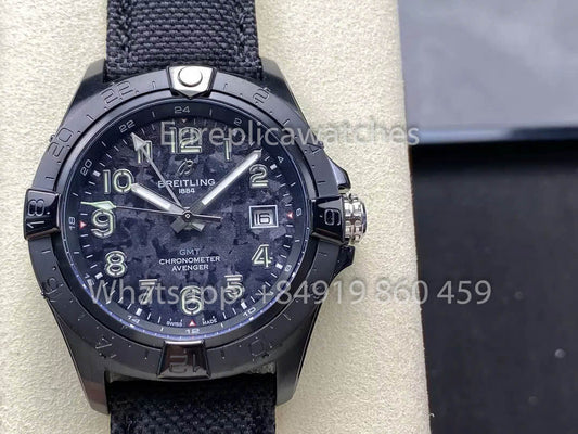 Breitling Avenger Automatic GMT 44 BLS Fabbrica 1:1 Best Clone Nero Velcro cinturino