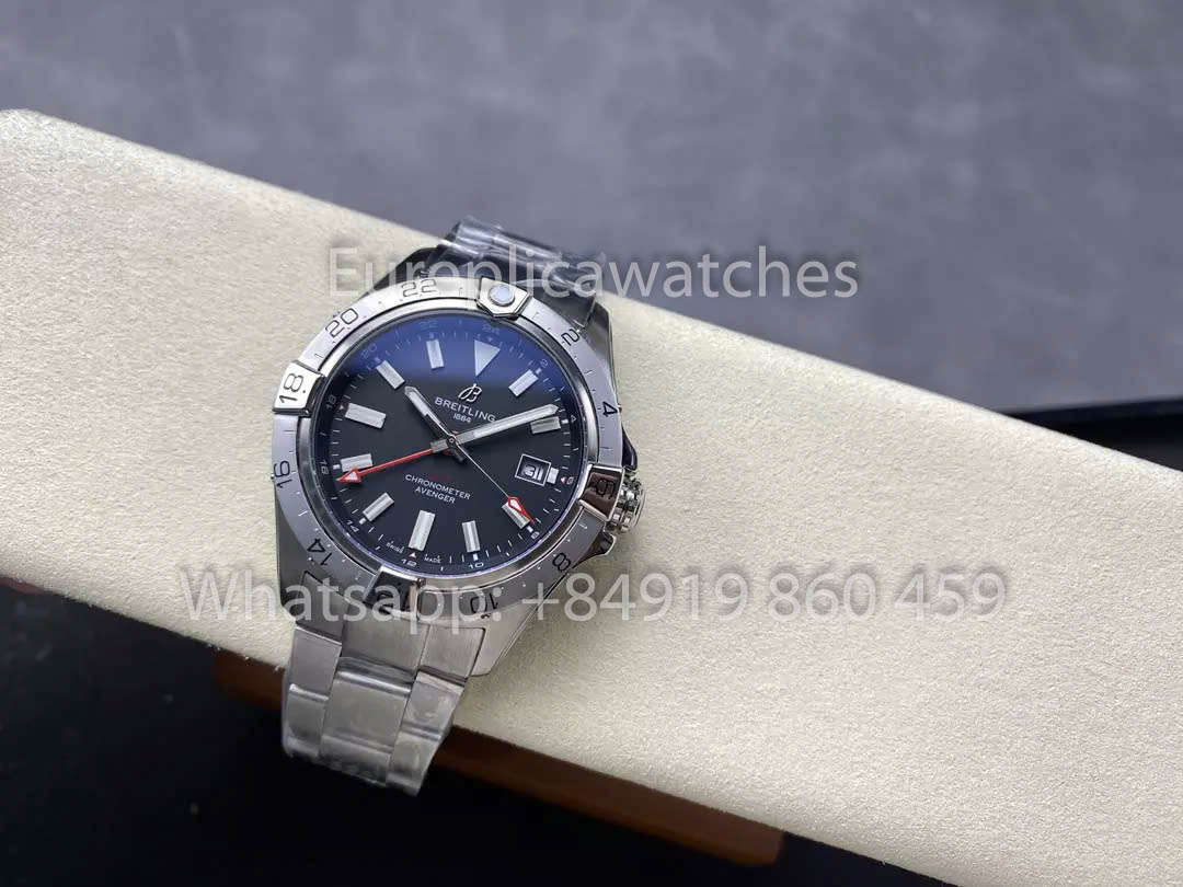 Breitling Avenger Automatic GMT 44 BLS Fabbrica 1:1 Best Clone Grigio quadrante acciaio inossidabile cinturino