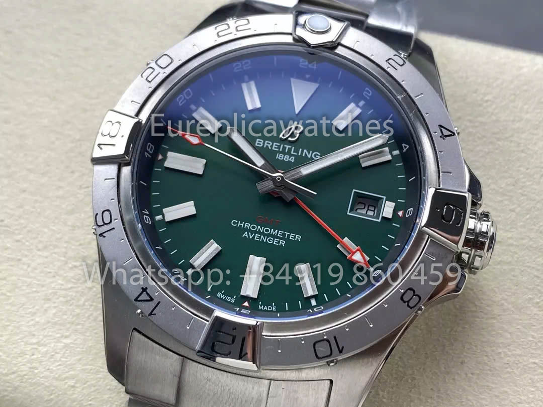 Breitling Avenger Automatic GMT 44 BLS Fabbrica 1:1 Best Clone quadrante verde acciaio inossidabile cinturino