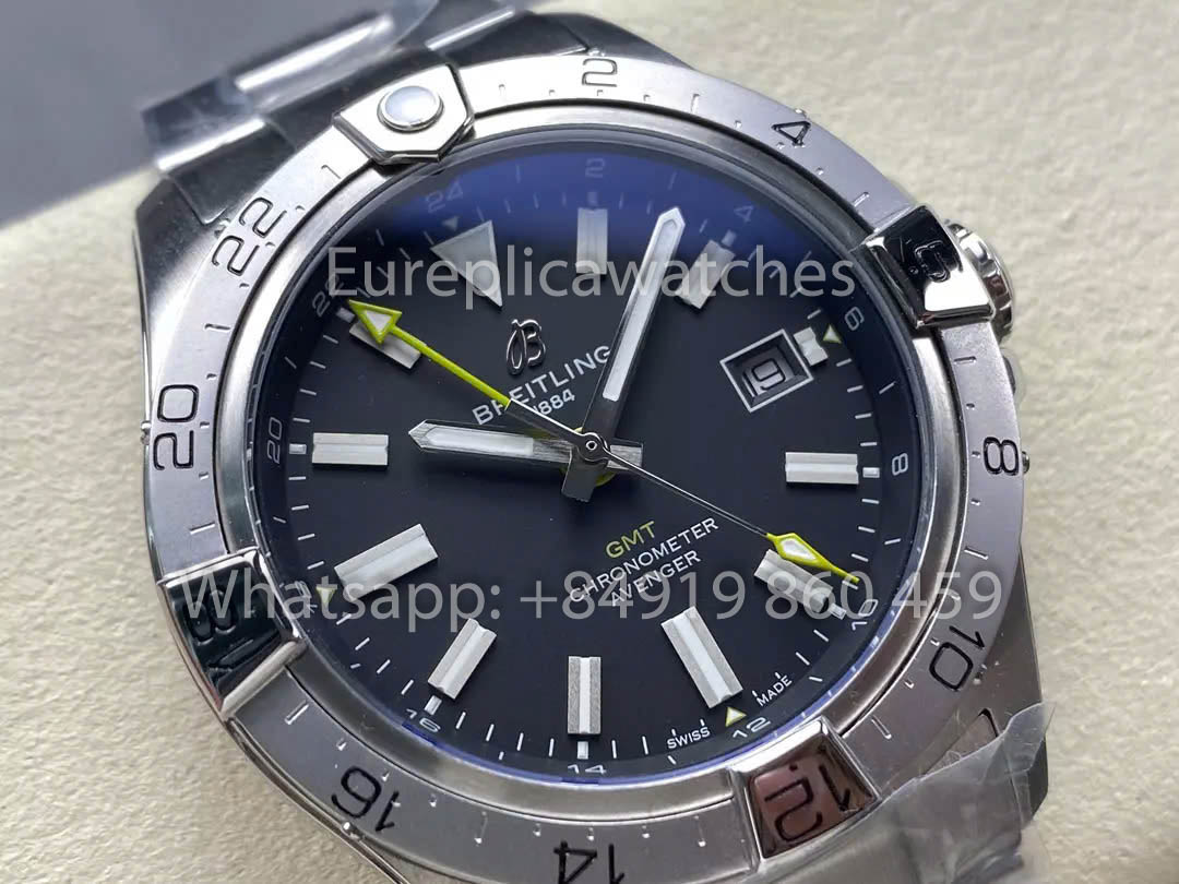 Breitling Avenger Automatic GMT 44 BLS Fabbrica 1:1 Best Clone Grigio quadrante Yellow Pointer SS