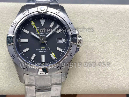Breitling Avenger Automatic GMT 44 BLS Fabbrica 1:1 Best Clone Grigio quadrante Yellow Pointer SS