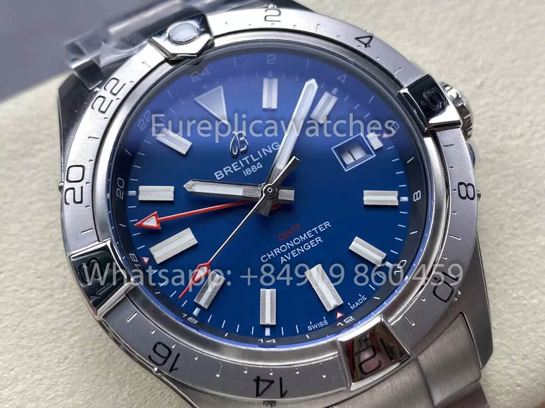 Breitling Avenger Automatic GMT 44 BLS Fabbrica 1:1 Best Clone quadrante blu acciaio inossidabile cinturino