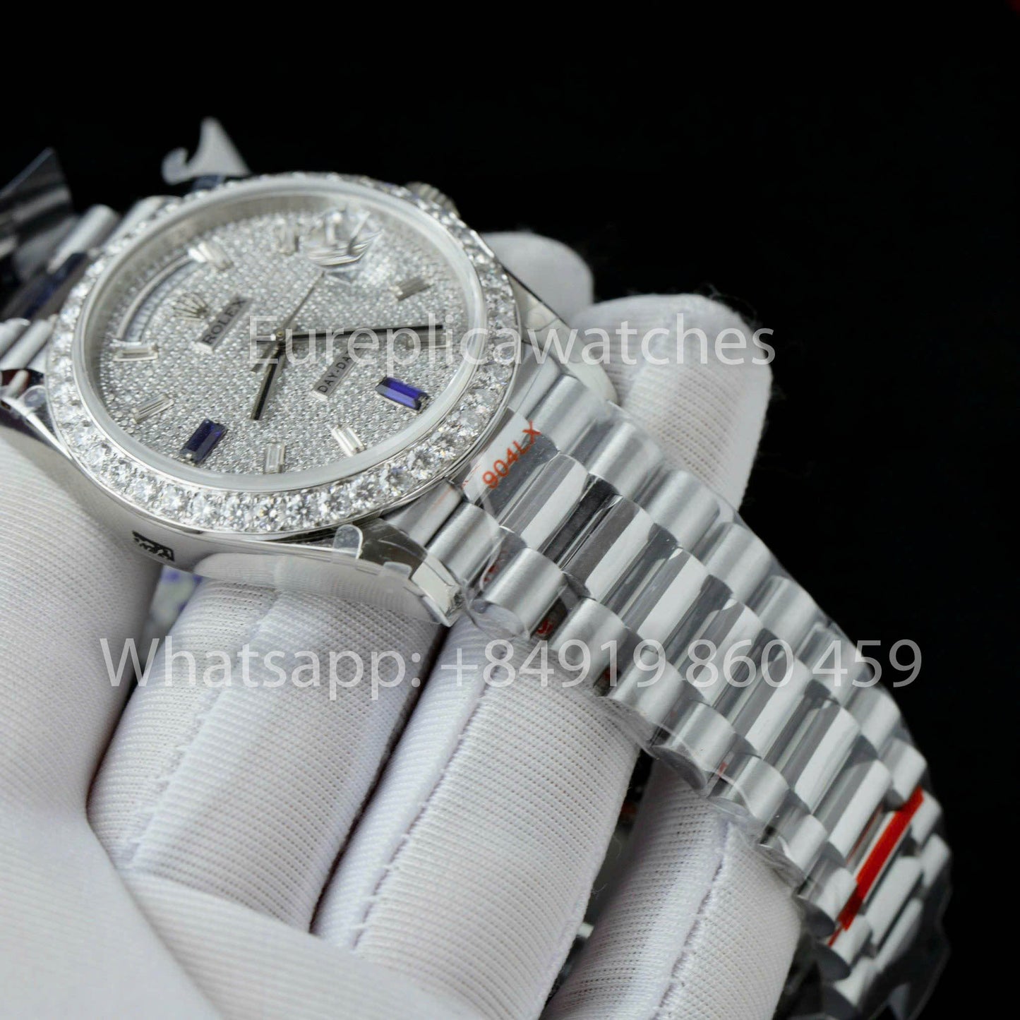 Rolex Day Date 40 228349RBR Pave Diamonds quadrante 1:1 Melhor clone