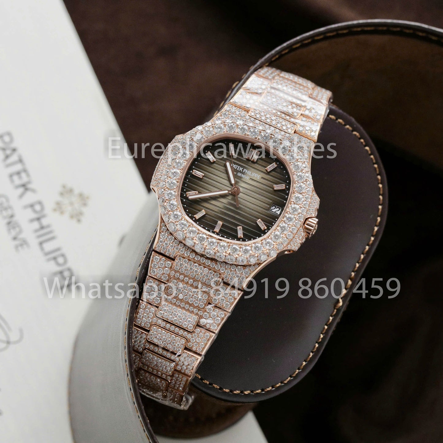 Patek Philippe Nautilus 5711 Full Iced Out - 1:1 Best Clone quadrante verde