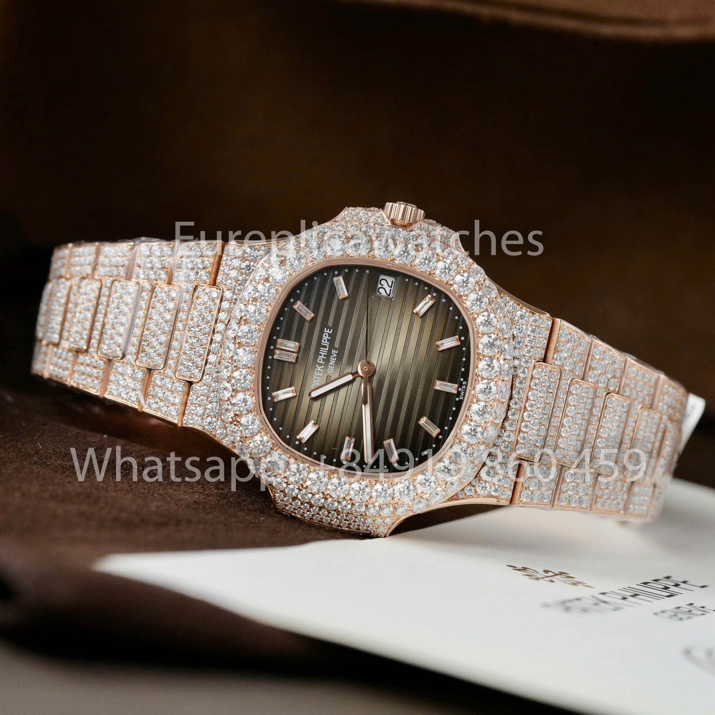 Patek Philippe Nautilus 5711 Full Iced Out - 1:1 Best Clone quadrante verde