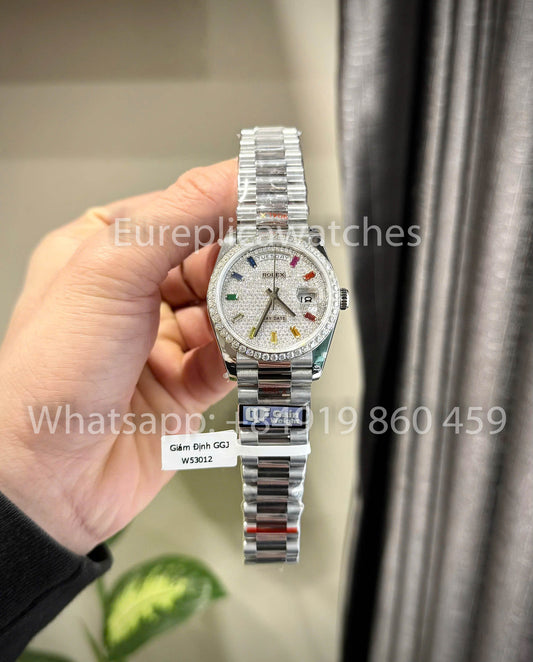 Rolex Day-Date 36 Ref: m128396tbr-0006 Platium 1:1 Best Clone QF Fabbrica Custom Watch