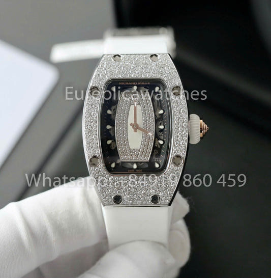 Richard Mille RM 07-01 1:1 Best Clone RM Fabbrica Custom Moissanite Stone White cinturino