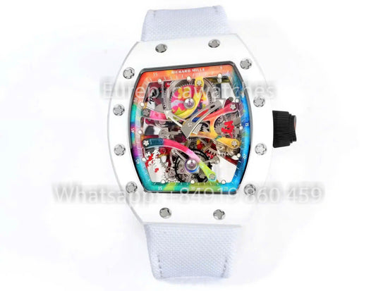 RICHARD MILLE RM 68-01 Tourbillon Cyril Kongo Watch 1:1 Best Clone RM Fabbrica White Case Velcro cinturino
