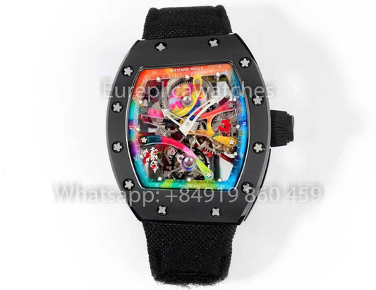 RICHARD MILLE RM 68-01 Tourbillon Cyril Kongo Watch 1:1 Best Clone RM Fabbrica Black Case Velcro cinturino