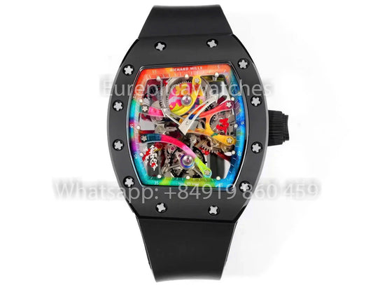 RICHARD MILLE RM 68-01 Tourbillon Cyril Kongo Watch 1:1 Best Clone RM Fabbrica Black Case Black Rubber cinturino
