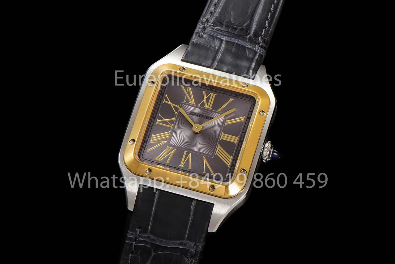 Cartier Santos-Dumont W2SA0015 1:1 Best Clone F1 Fabbrica Grigio quadrante Yellow Oro lunetta