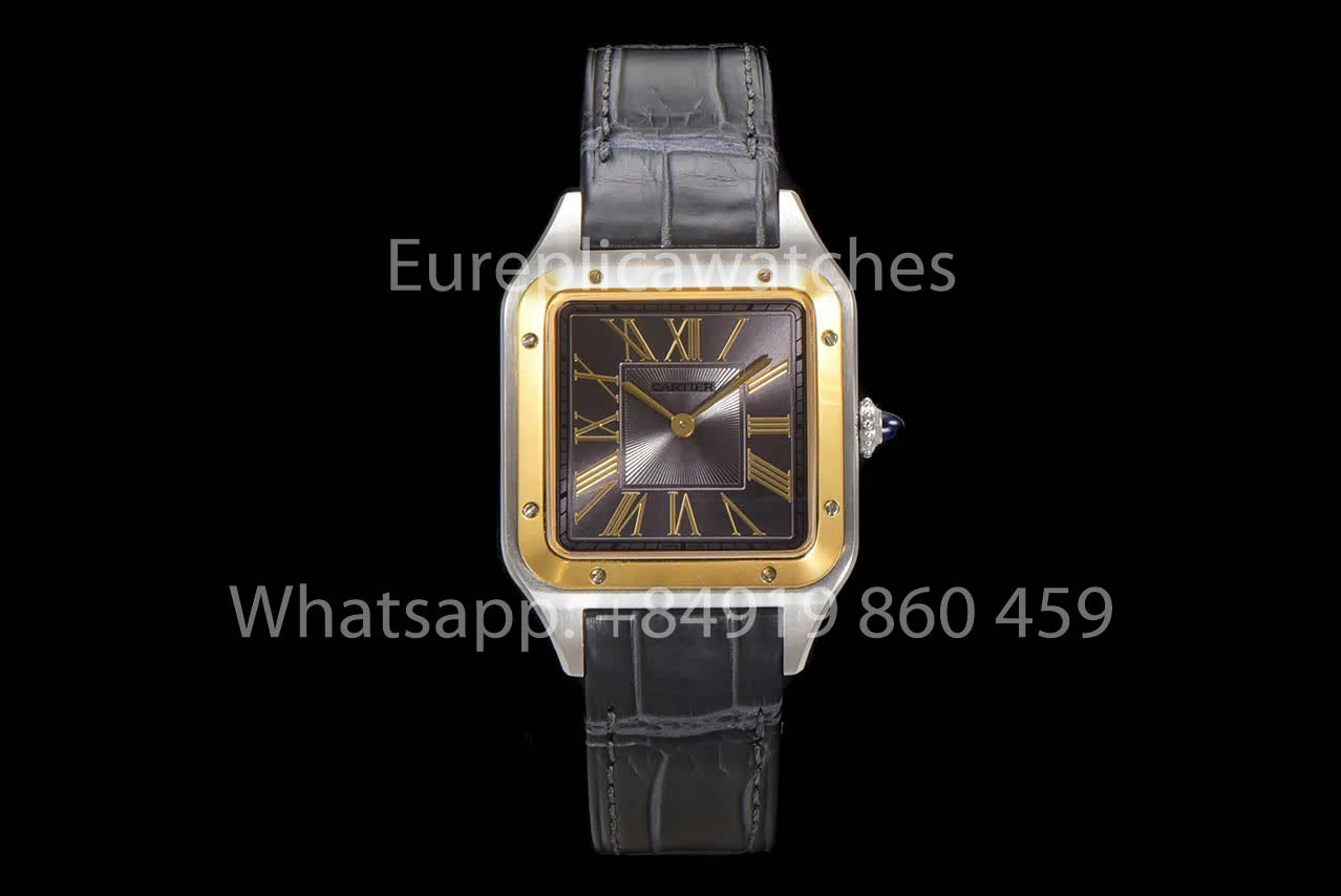Cartier Santos-Dumont W2SA0015 1:1 Best Clone F1 Fabbrica Grigio quadrante Yellow Oro lunetta