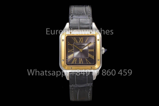 Cartier Santos-Dumont W2SA0015 1:1 Best Clone F1 Fabbrica Grigio quadrante Yellow Oro lunetta