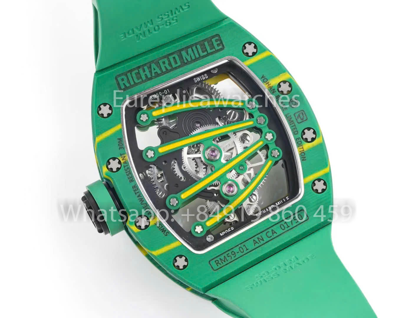 RICHARD MILLE  RM59-01 RM5901 NTPT Carbon Case 1:1 Best Clone RM Fabbrica Green Lizard