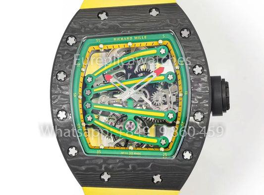 RICHARD MILLE  RM59-01 RM5901 NTPT Carbon Case 1:1 Best Clone RM Fabbrica Yellow cinturino