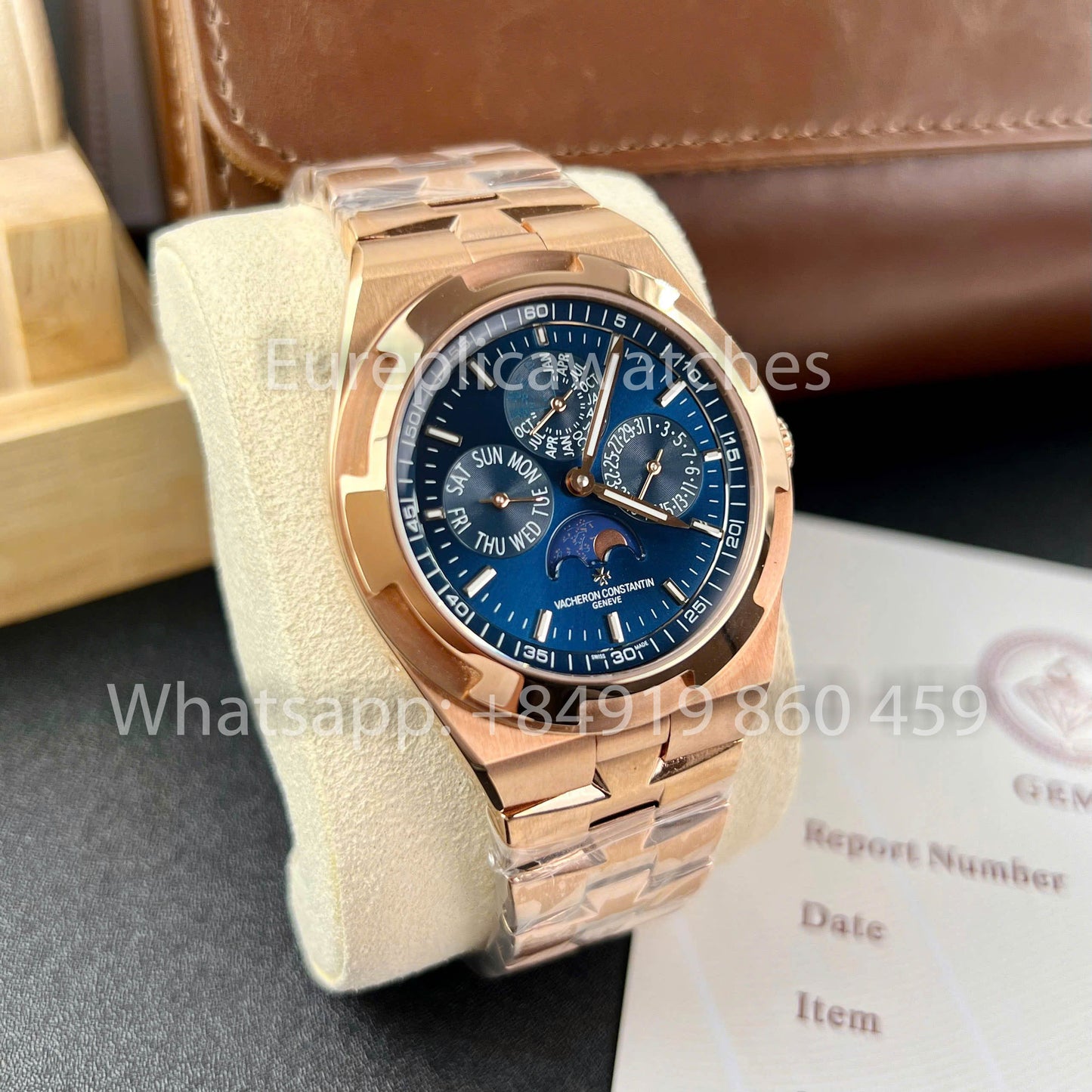 Vacheron Constantin Overseas 4300V/120R-B509 1:1 Best Clone 8F Fabbrica quadrante blu Rosa Oro
