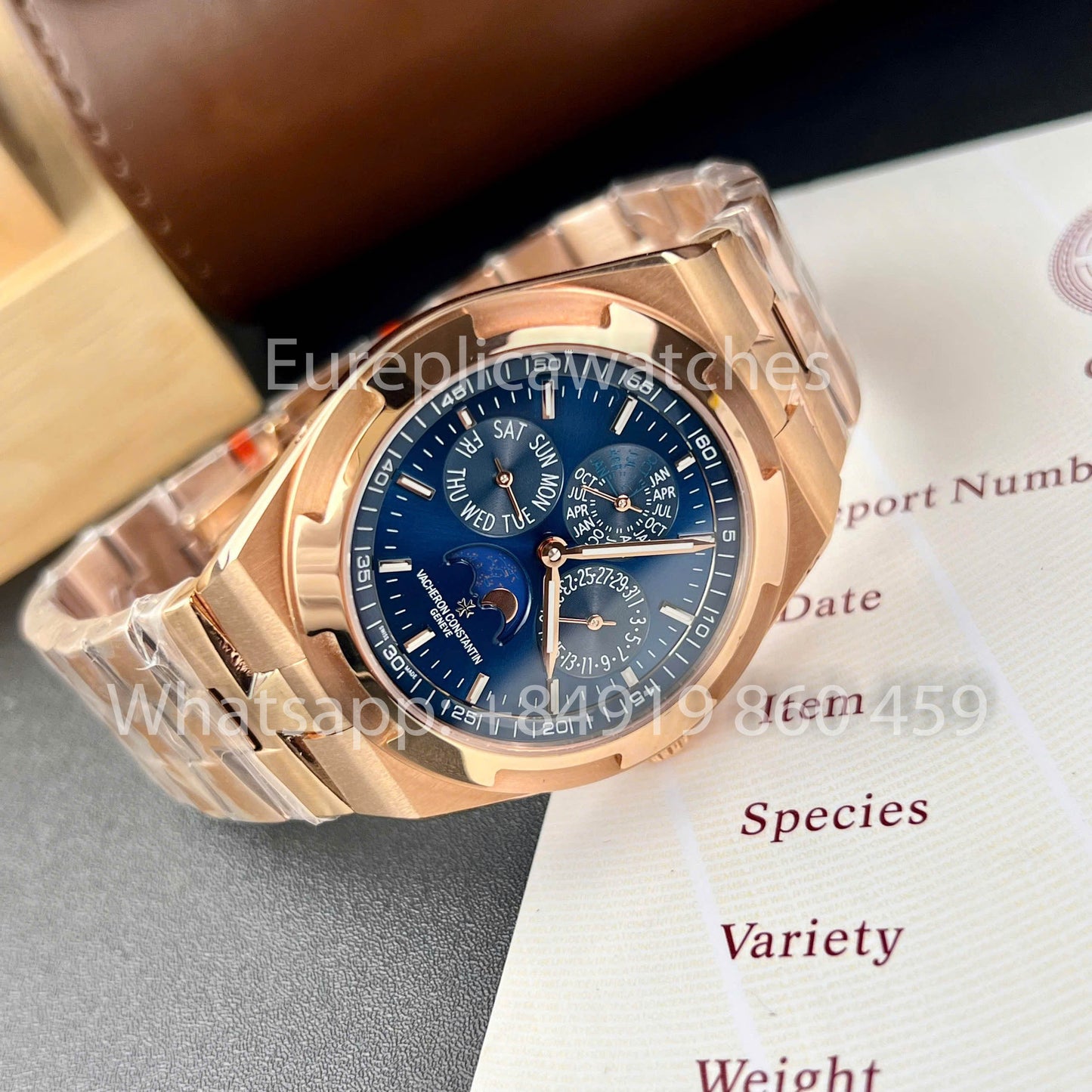 Vacheron Constantin Overseas 4300V/120R-B509 1:1 Best Clone 8F Fabbrica quadrante blu Rosa Oro