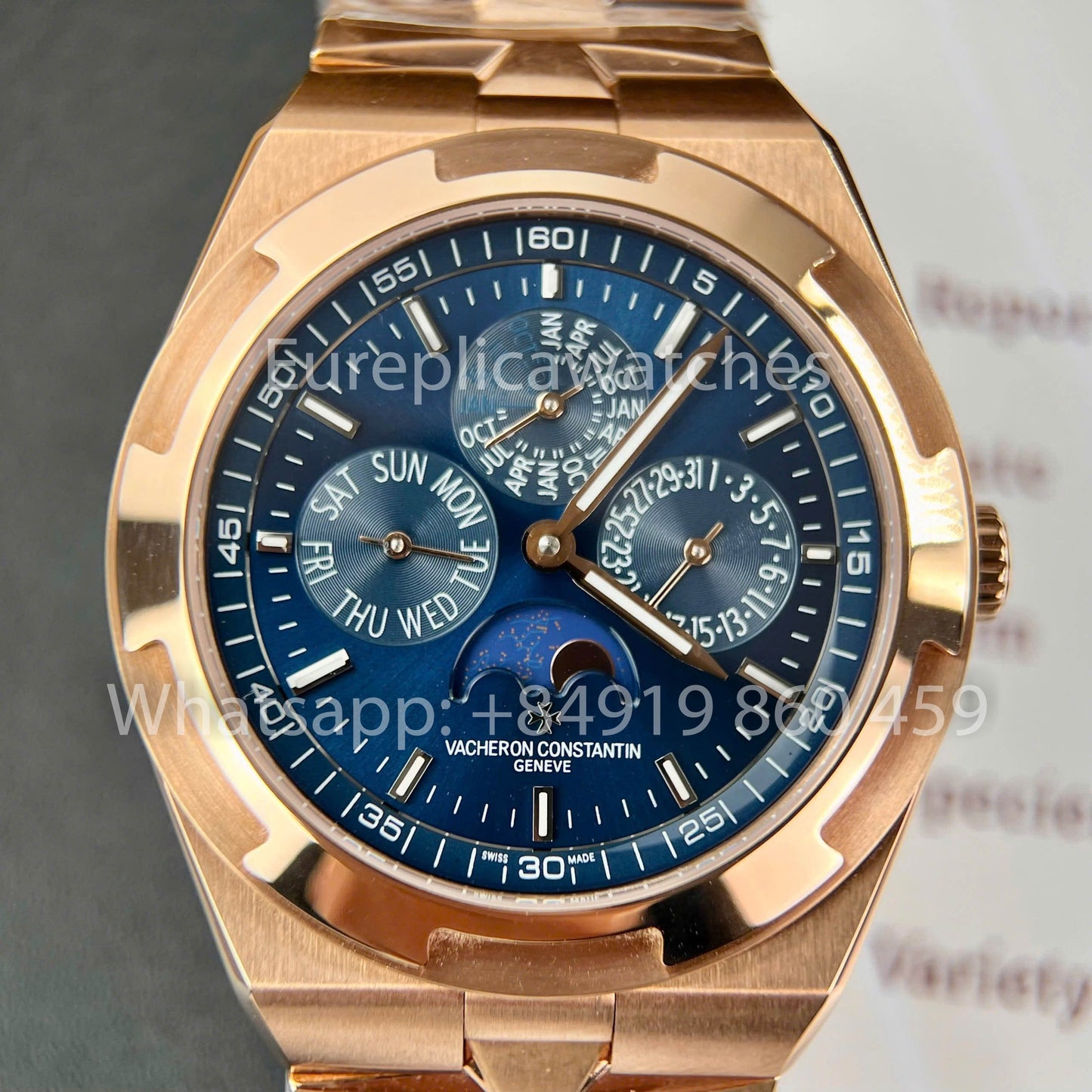 Vacheron Constantin Overseas 4300V/120R-B509 1:1 Best Clone 8F Fabbrica quadrante blu Rosa Oro