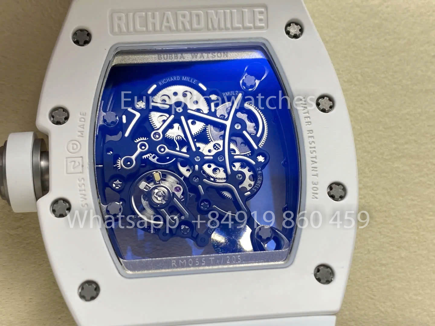 RICHARD MILLE RM055 Bianco ceramica Cassa 1:1 Best Clone APS Fabbrica Bianco cinturino