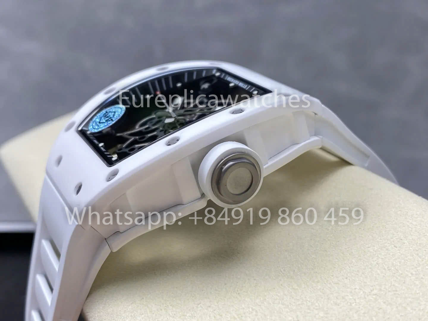 RICHARD MILLE RM055 Bianco ceramica Cassa 1:1 Best Clone APS Fabbrica Bianco cinturino