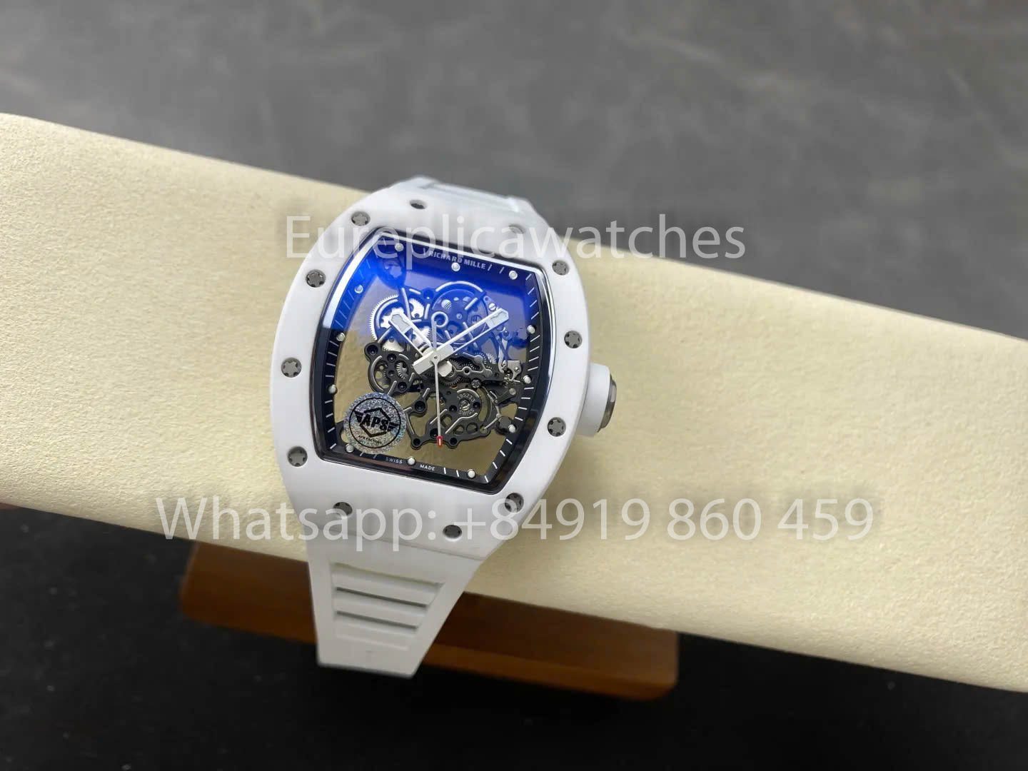 RICHARD MILLE RM055 Bianco ceramica Cassa 1:1 Best Clone APS Fabbrica Bianco cinturino