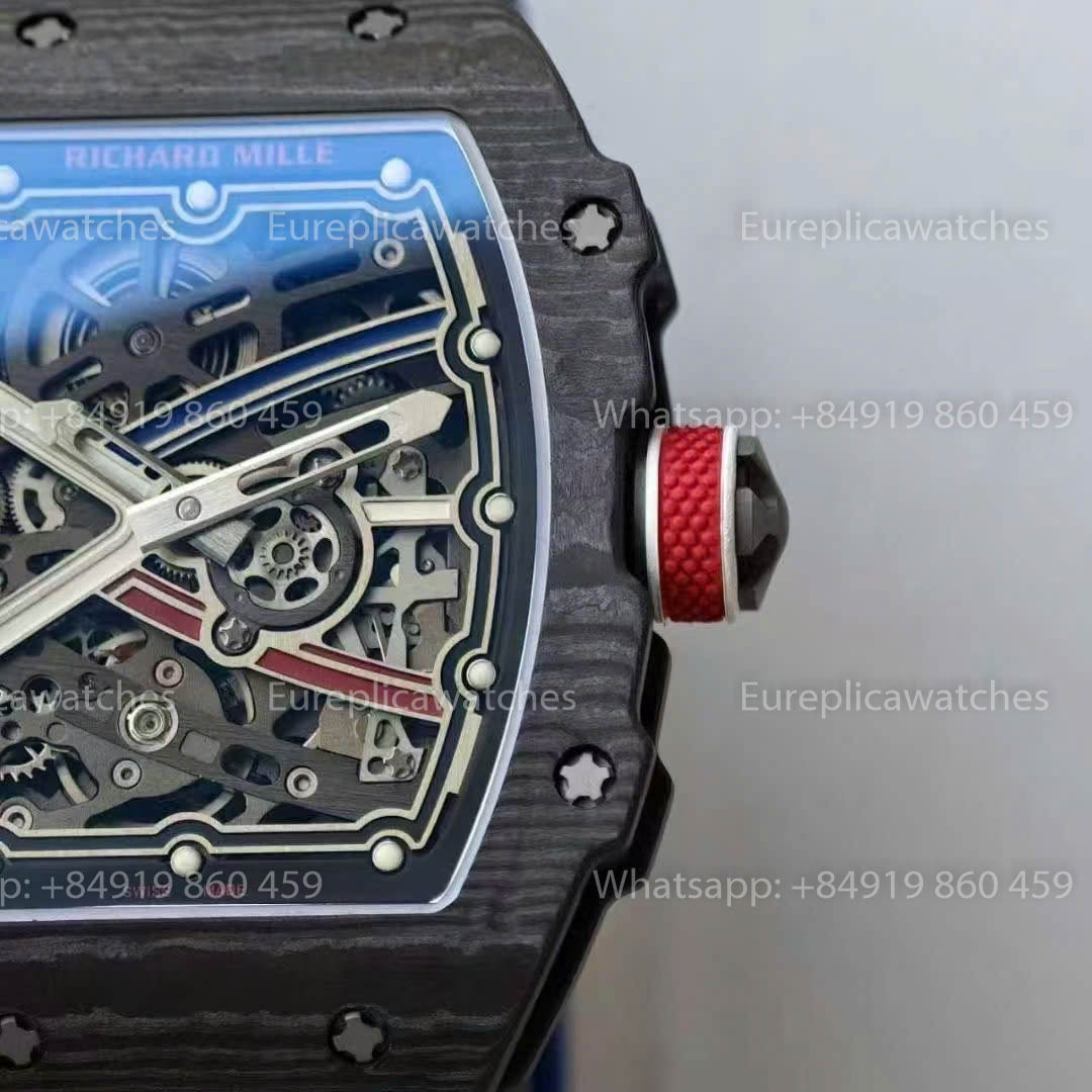 Replica Richard Mille RM67?02 quadrante France VAF Factory miglior versione 1:1 carbonio nero con cinturino blu