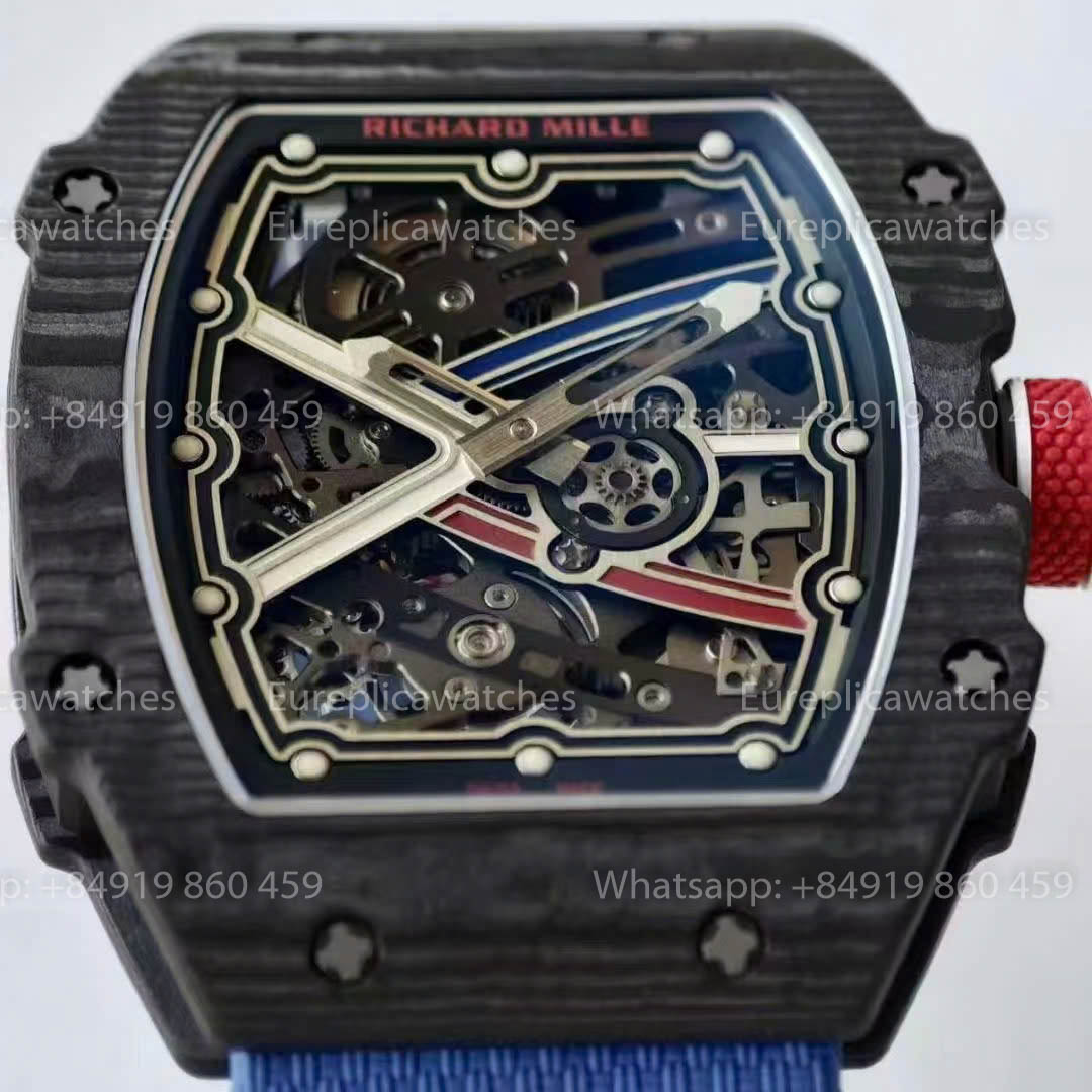 Replica Richard Mille RM67?02 quadrante France VAF Factory miglior versione 1:1 carbonio nero con cinturino blu