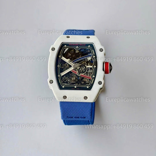 Replica Richard Mille RM67?02 quadrante France VAF Factory miglior versione 1:1 carbonio bianco con cinturino blu